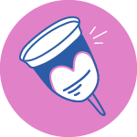 A graphic of a menstrual cup