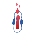 A visual showing bright red menstrual blood on a pad.